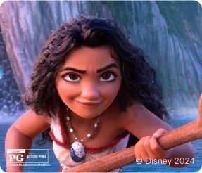 Illustration of Moana, holding a boat oar